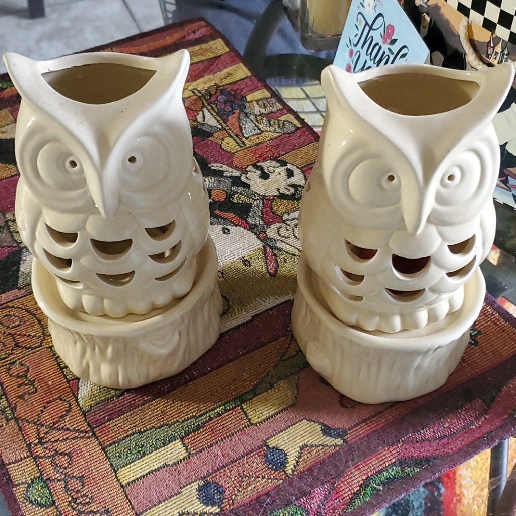 Set Of  Yankee Candle Owl Candle Holder